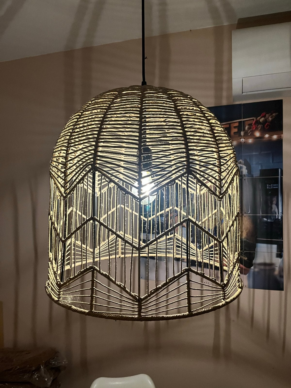 Kwantum Hanglamp Feronia - Rotan/Bamboe, Huis en Inrichting, Ophalen, Zo goed als nieuw, Natuurlijk materiaal, E27 (groot)
