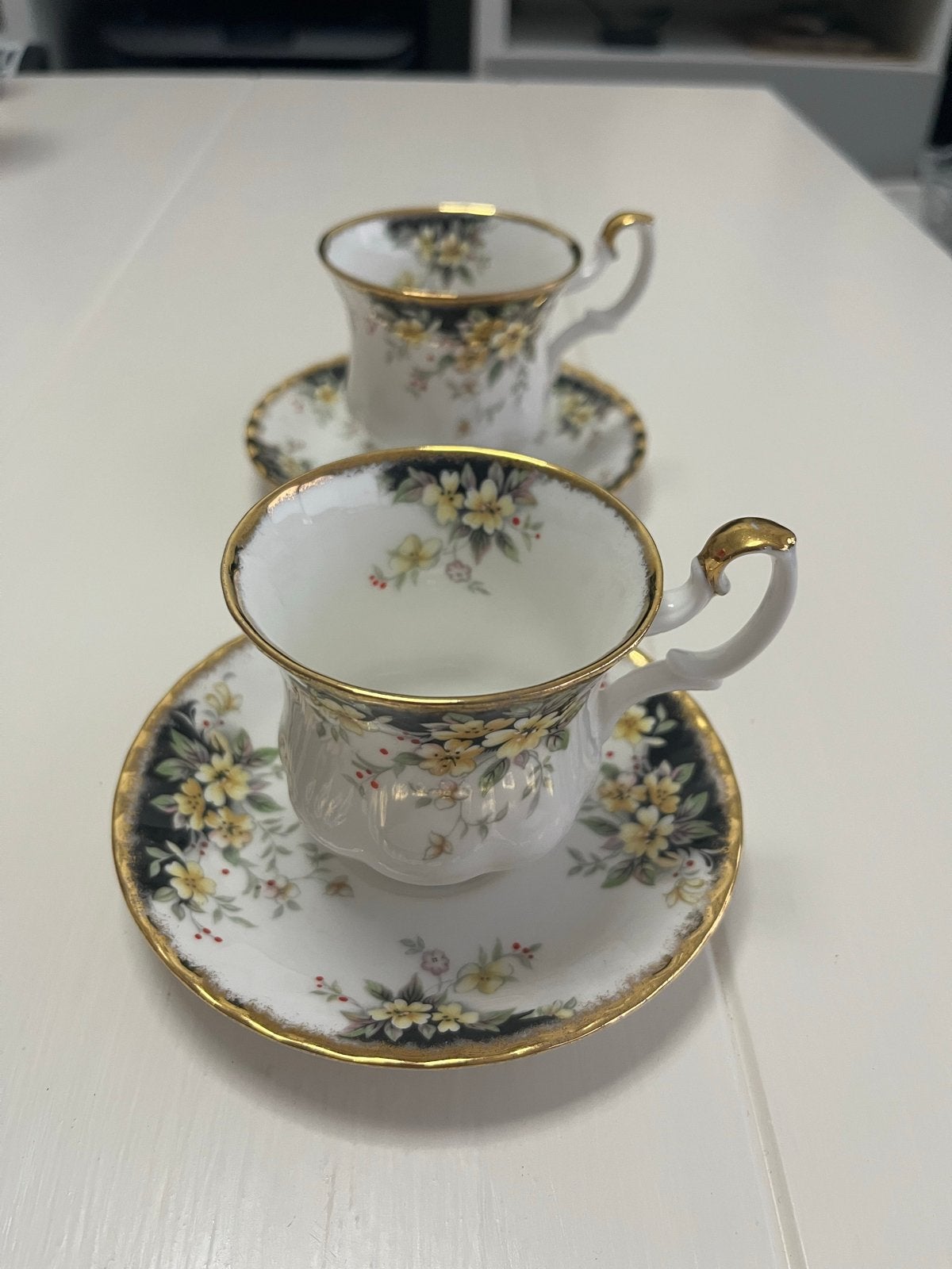 Set van 2 Royal Albert Ascot theekopjes met schotels, Ophalen of Verzenden