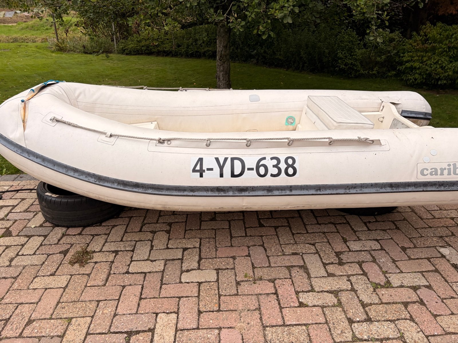 Caribe rib 350 met Johnson 6pk buitenboordmotor, Watersport en Boten, Ophalen, Polyester/glasvezel, Overige merken, Gebruikt