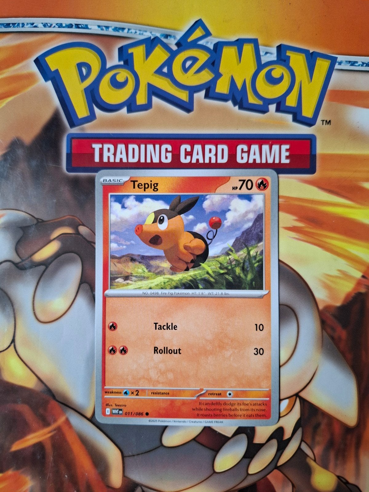 Tepig 011/086 White Flare pokemon kaart nm, Ophalen of Verzenden, Zo goed als nieuw, Losse kaart