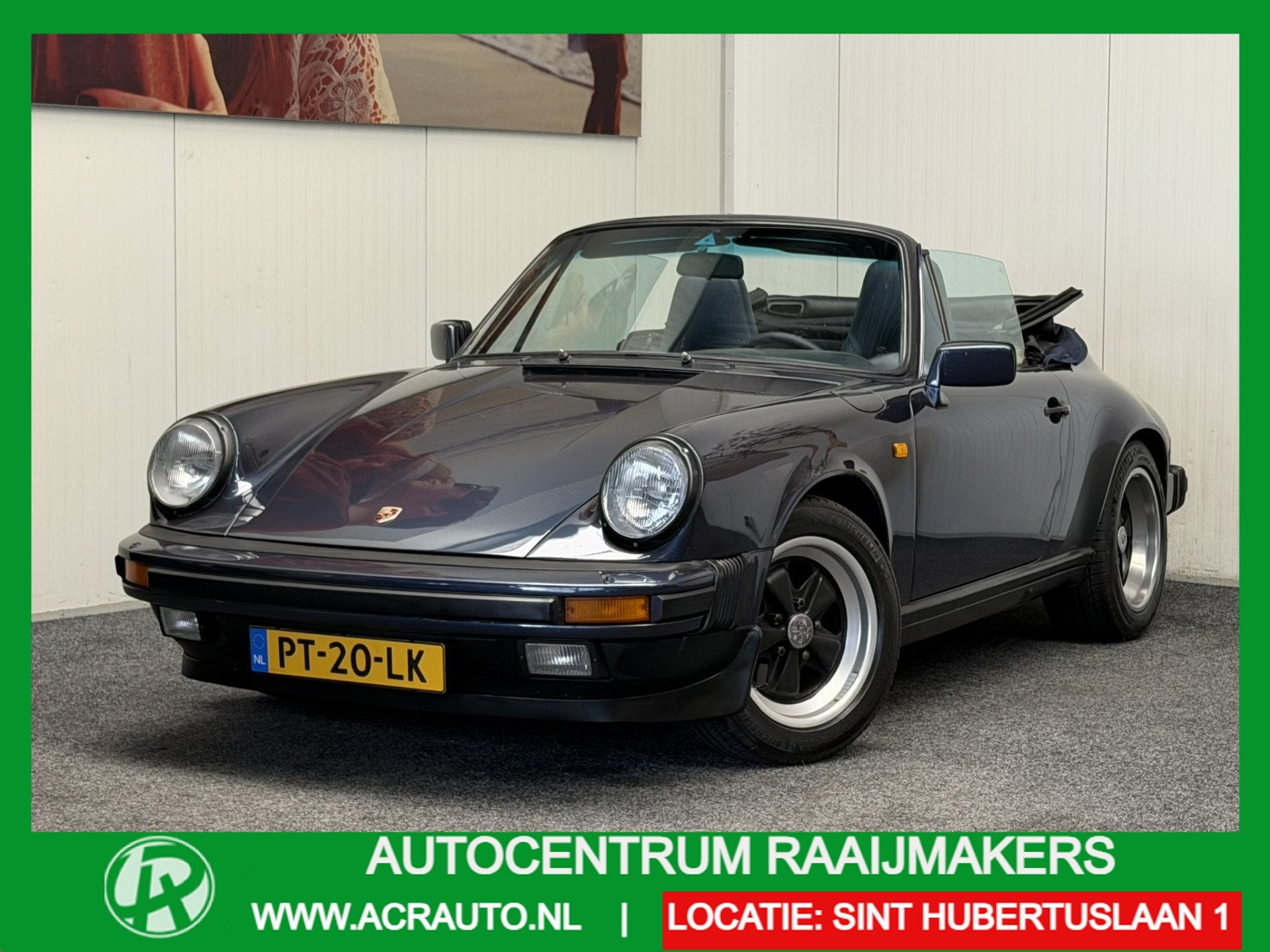 Porsche 911 CABRIO 3.2 NL AUTO LEDER ELEKTRISCH BEDIENBARE K, Auto's, Dealer onderhouden, Zwart, Cabriolet, Blauw
