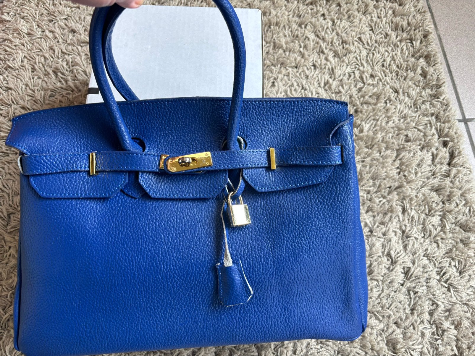 Birkin style tas, Verzenden, Zo goed als nieuw, Blauw, Handtas