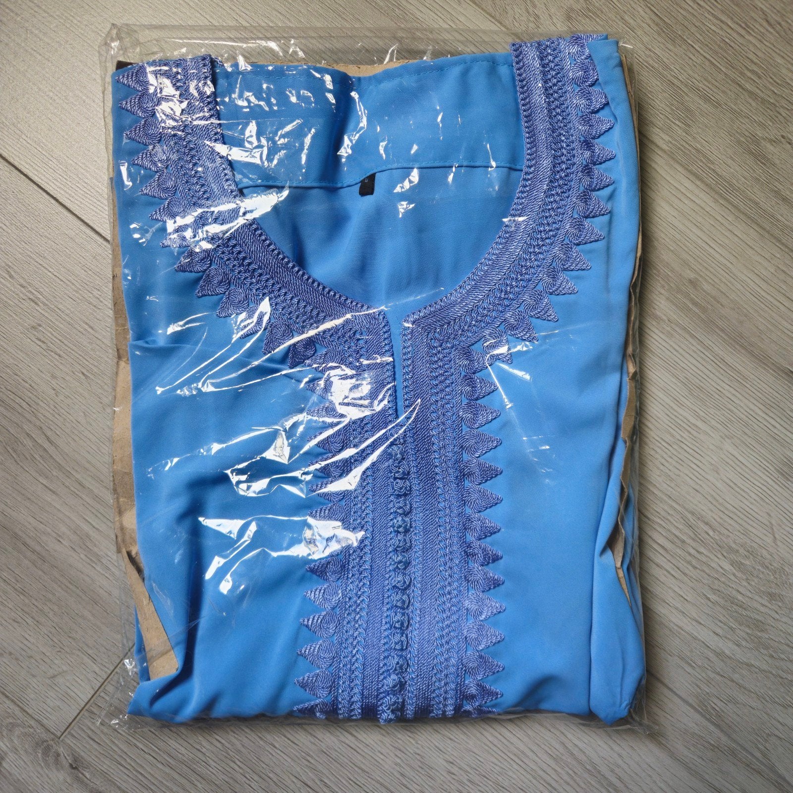 Nieuwe blauwe kaftan met borduursel maat L, Ophalen of Verzenden, Nieuw, Maat 42/44 (L), Blauw
