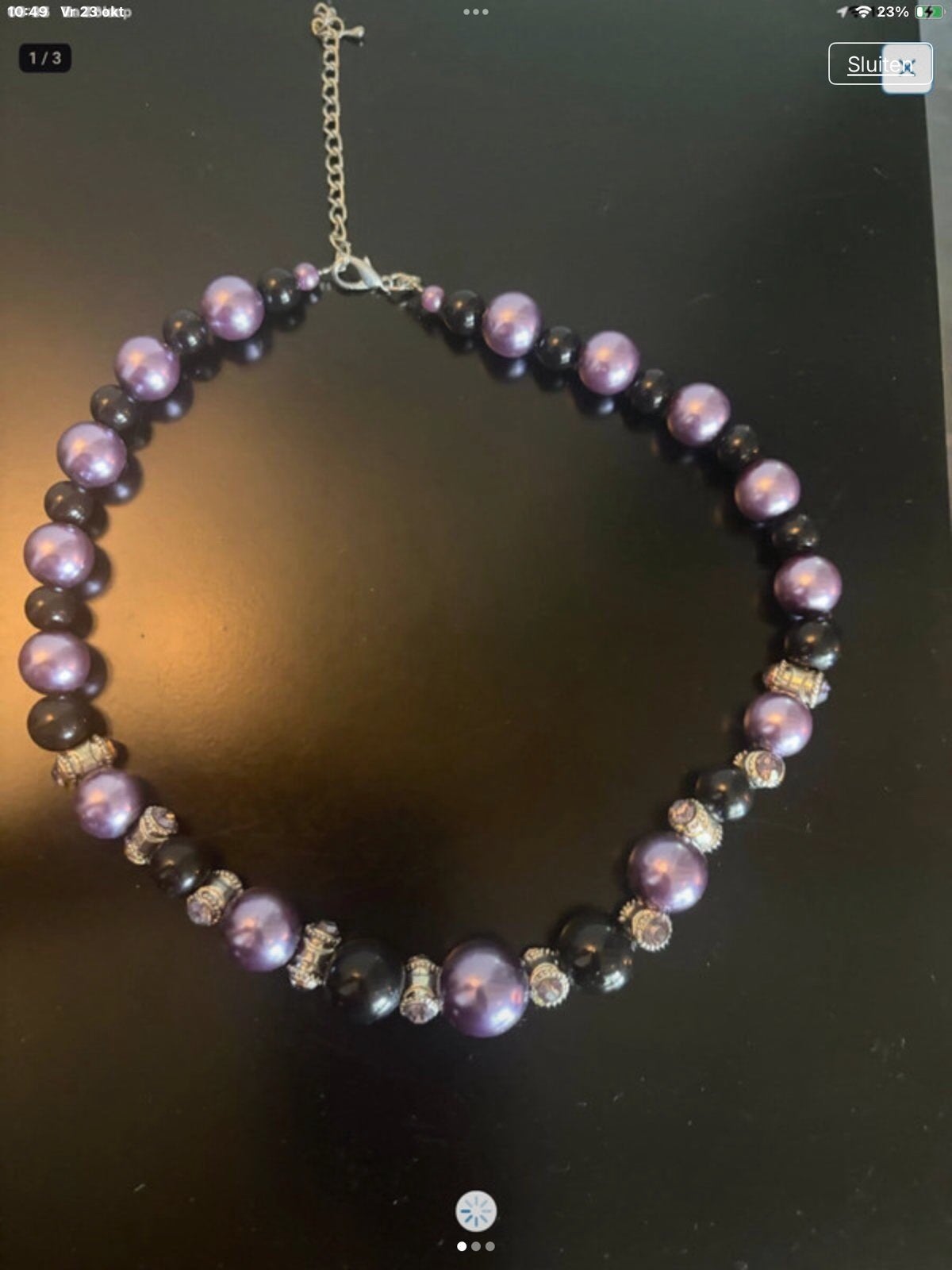 Ketting met paarse en zwarte kralen, Overige materialen, Verstelbaar, Verzenden, Paars