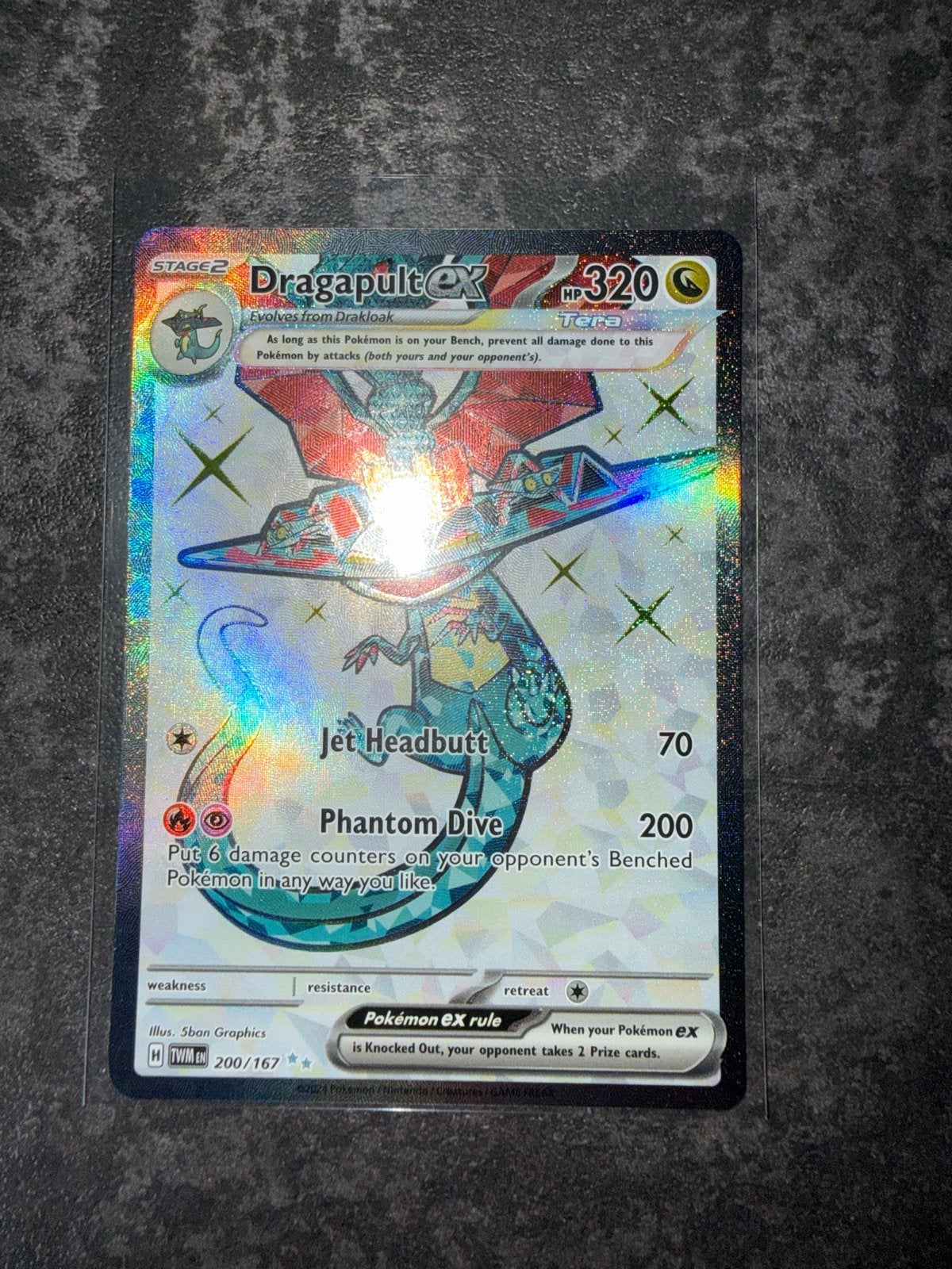 Dragapult ex 200/167 Twilight Masquerade Pokémon kaart, Ophalen of Verzenden, Zo goed als nieuw, Losse kaart, Foil