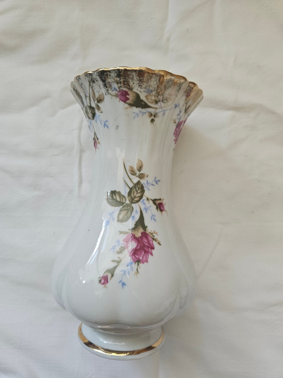 Vintage Chodziez vaas met rozen en gouden rand, Antiek en Kunst, Ophalen of Verzenden
