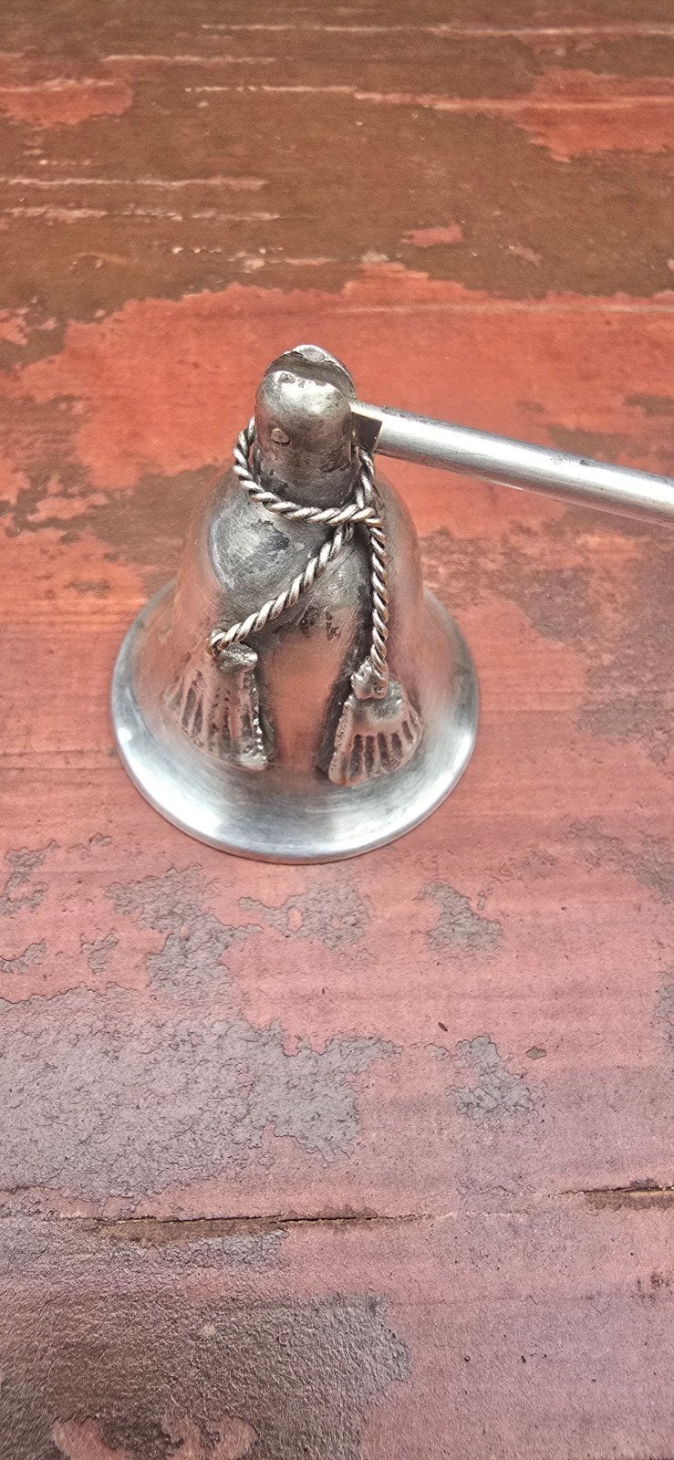 Antieke zilveren kaarsendover met lange steel, Ophalen of Verzenden