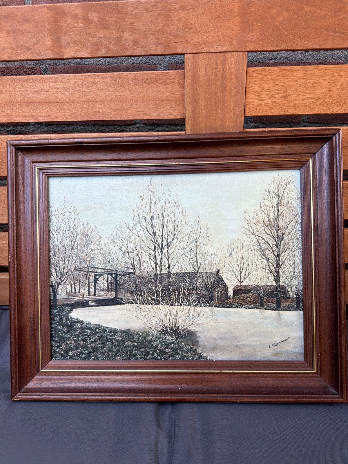 Fraai geschilderd winterlandschap van C. Dijkshoorn, Doek, Realistisch, Ophalen of Verzenden, Gesigneerd
