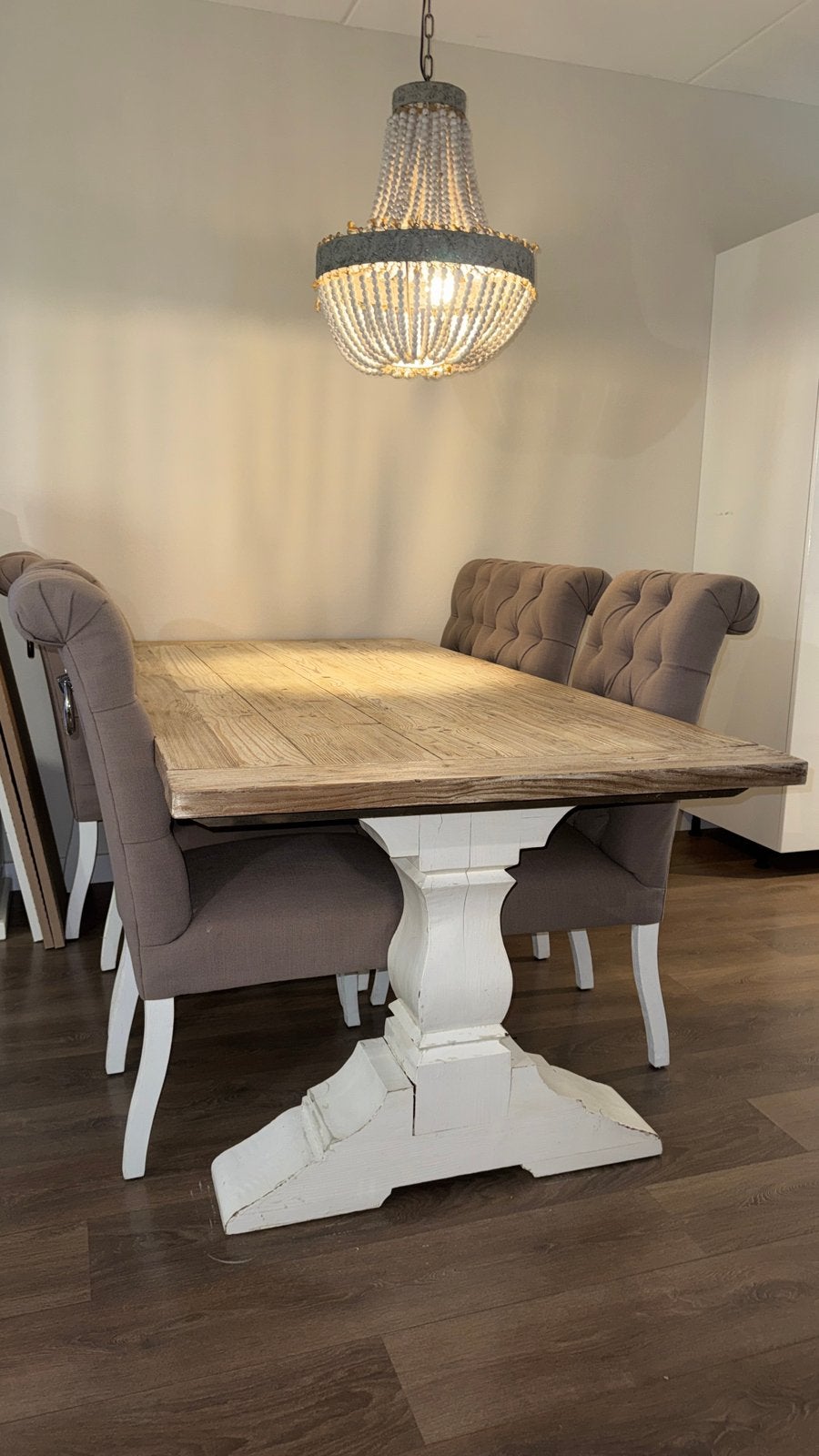 Klooster Eettafel Amanda 200cm + gratis stoelen! €220,-, Ophalen, Gebruikt, Landelijk, 4 tot 6 stoelen