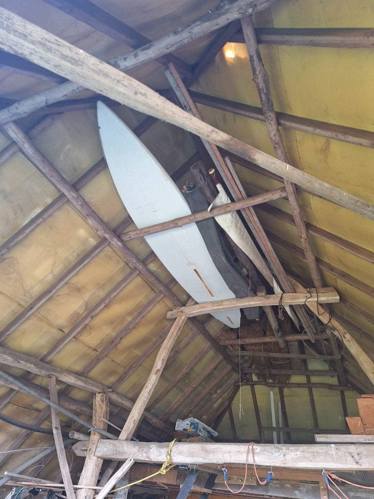 Ten Cate, retro surfplank compleet met zeil (6m2) giekk, mas, Watersport en Boten, Met voetbanden, 250 tot 300 cm, Gebruikt, 5 tot 6.5 m²