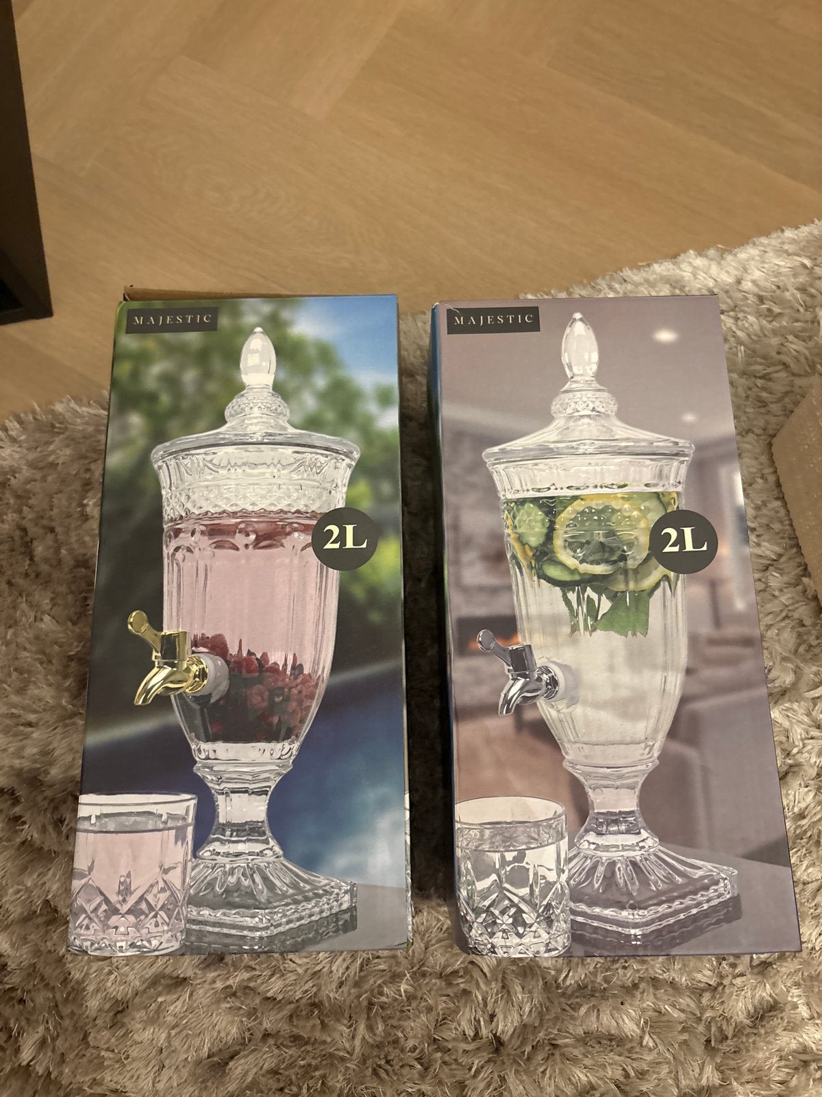 2x Majestic Limonade Kan 2L met Tapkraan, Ophalen, Nieuw, Glas, Overige merken