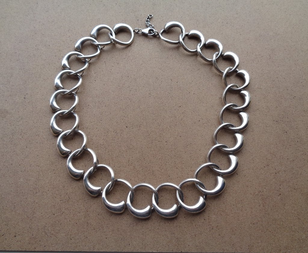 zilveren ketting met grote schakels [919], Verzenden, Zo goed als nieuw, Zilver, Zilver