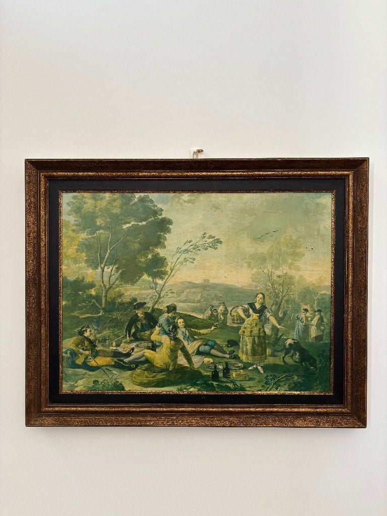 Oleografie “La merienda a orilla del Manzanares”, Antiek en Kunst, Kunst | Schilderijen | Klassiek, Doek, Overige technieken, Ophalen of Verzenden
