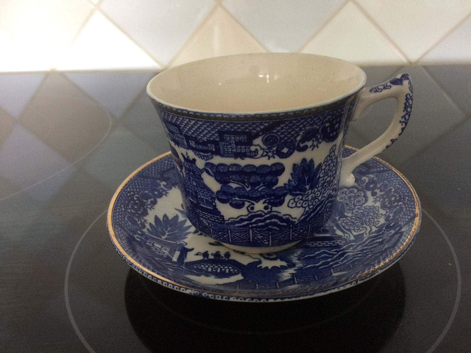 6 antieke kop en schotels, Old Blue, Antiek en Kunst, Ophalen of Verzenden