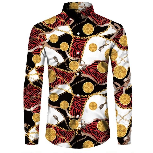 Heren barok overhemd 29 luxe gouden kamper shirt rood wit, Verzenden, Nieuw, Overige kleuren, Overige halswijdtes