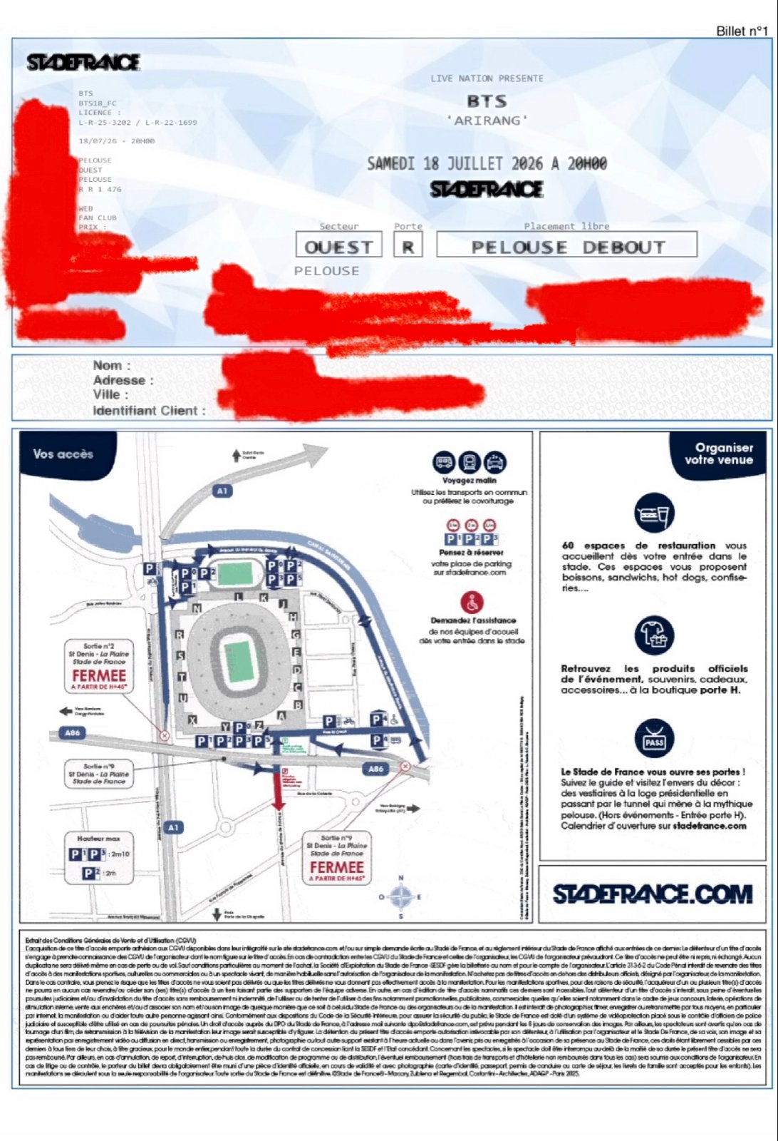 BTS parijs staanplaats kaartje - 18 juli, Tickets en Kaartjes, Eén persoon, Juli