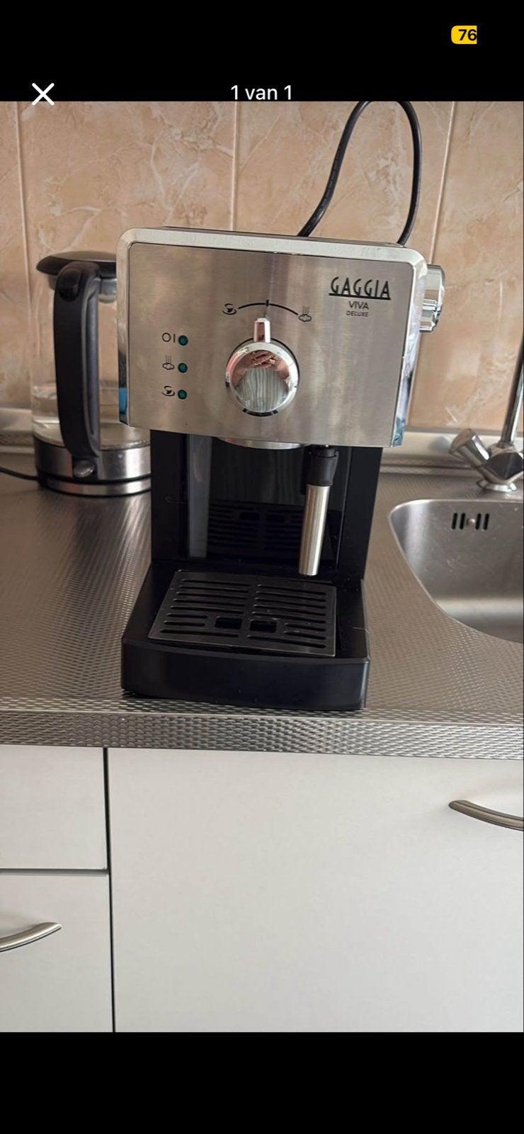Gaggia Viva Deluxe Espressomachine - Zo goed als nieuw, Ophalen, Afneembaar waterreservoir, Espresso apparaat, Gemalen koffie
