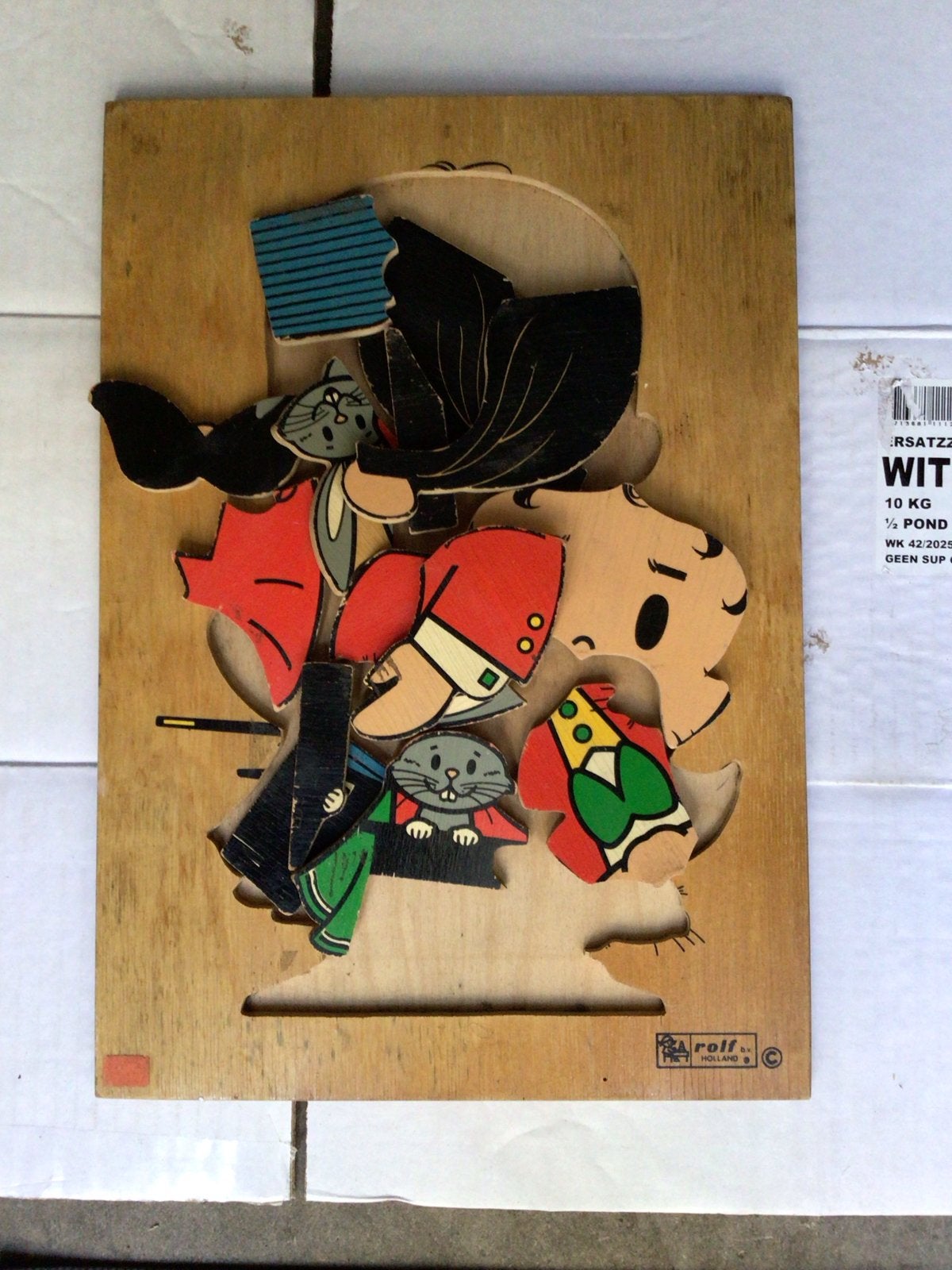 Vintage Rolf houten puzzel goochelaar met konijnen, Kinderen en Baby's, 2 tot 4 jaar, Gebruikt, Ophalen of Verzenden, Van hout