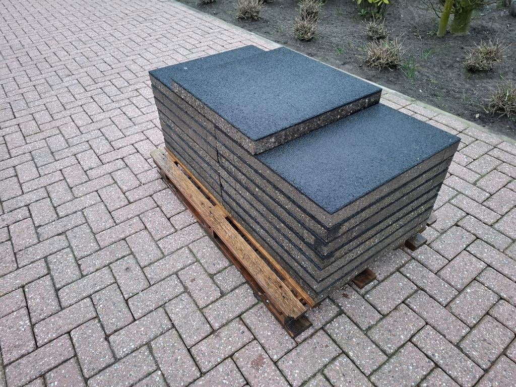 5,4m² 60x60 Terrastegels - Rubber, Tuin en Terras, Tegels en Klinkers, Gebruikt, Rubber, Terrastegels, 5 tot 10 m²