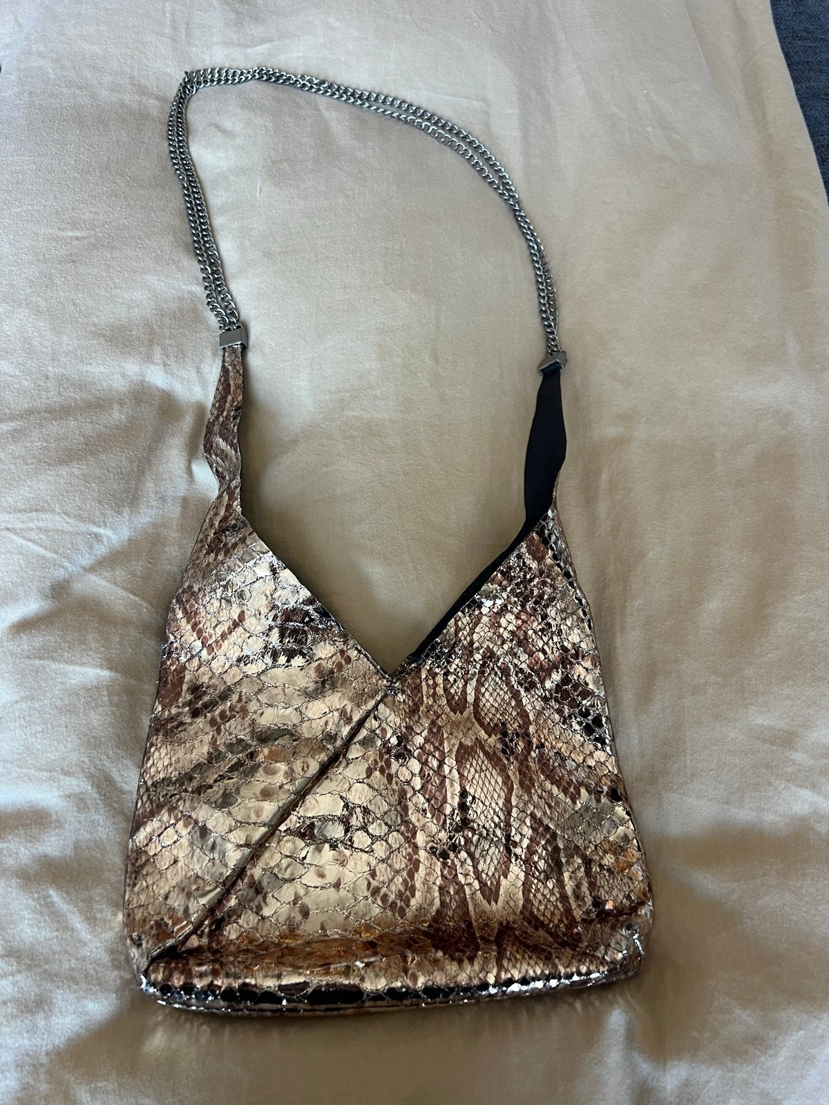Zara leren schoudertas met slangenprint, Overige merken, Overige kleuren, Verzenden, Zo goed als nieuw