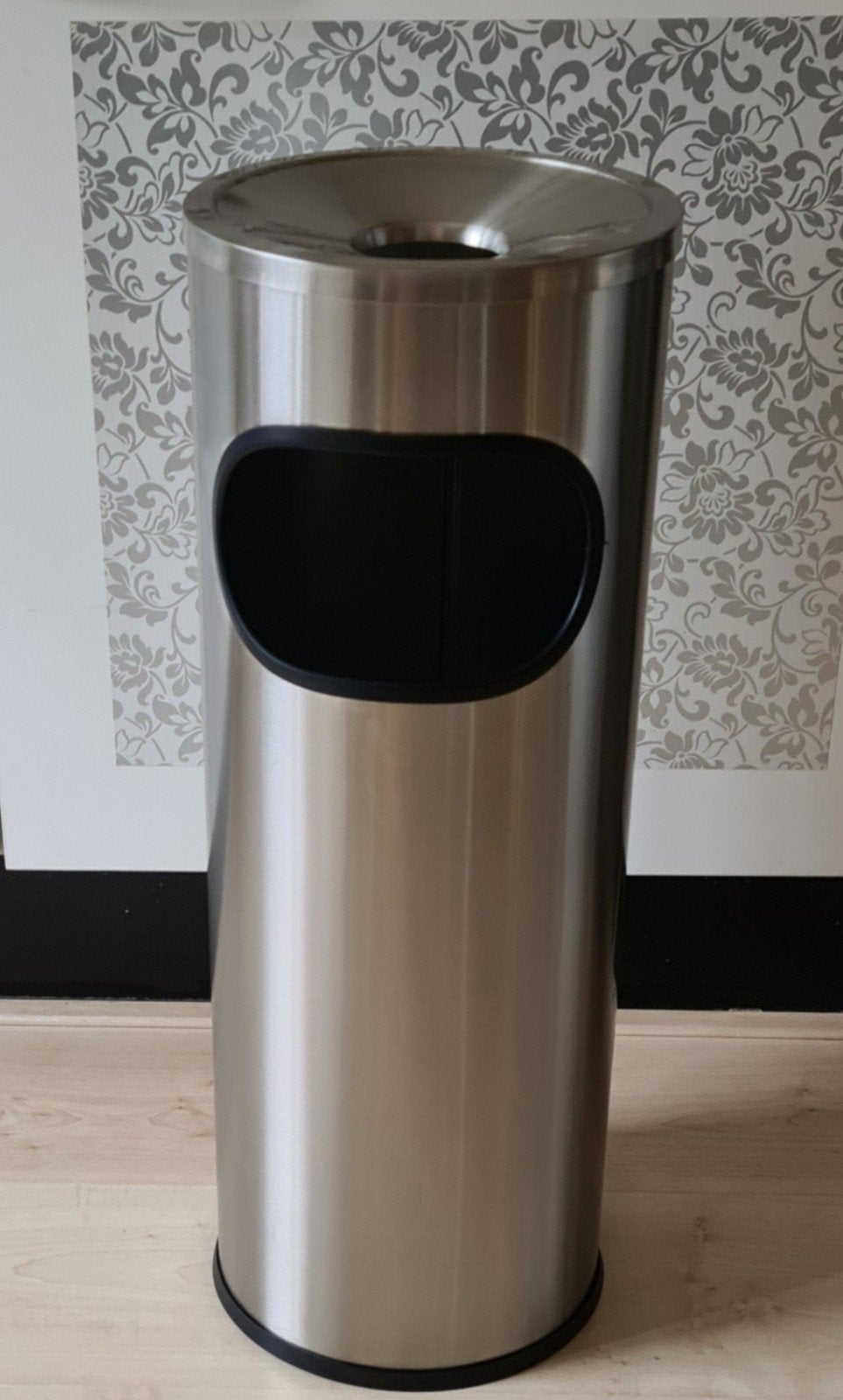 Afvalbak met asbak 30 liter, Ophalen, 50 – 75, Rvs, 20 tot 30 liter