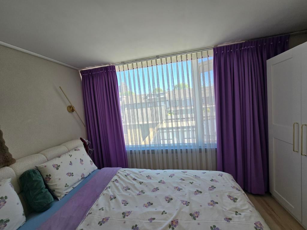 Verduisterende lila  gordijnen, 400x230 cm, vlindermod, Ophalen, Overige kleuren, 200 cm of meer, Zo goed als nieuw