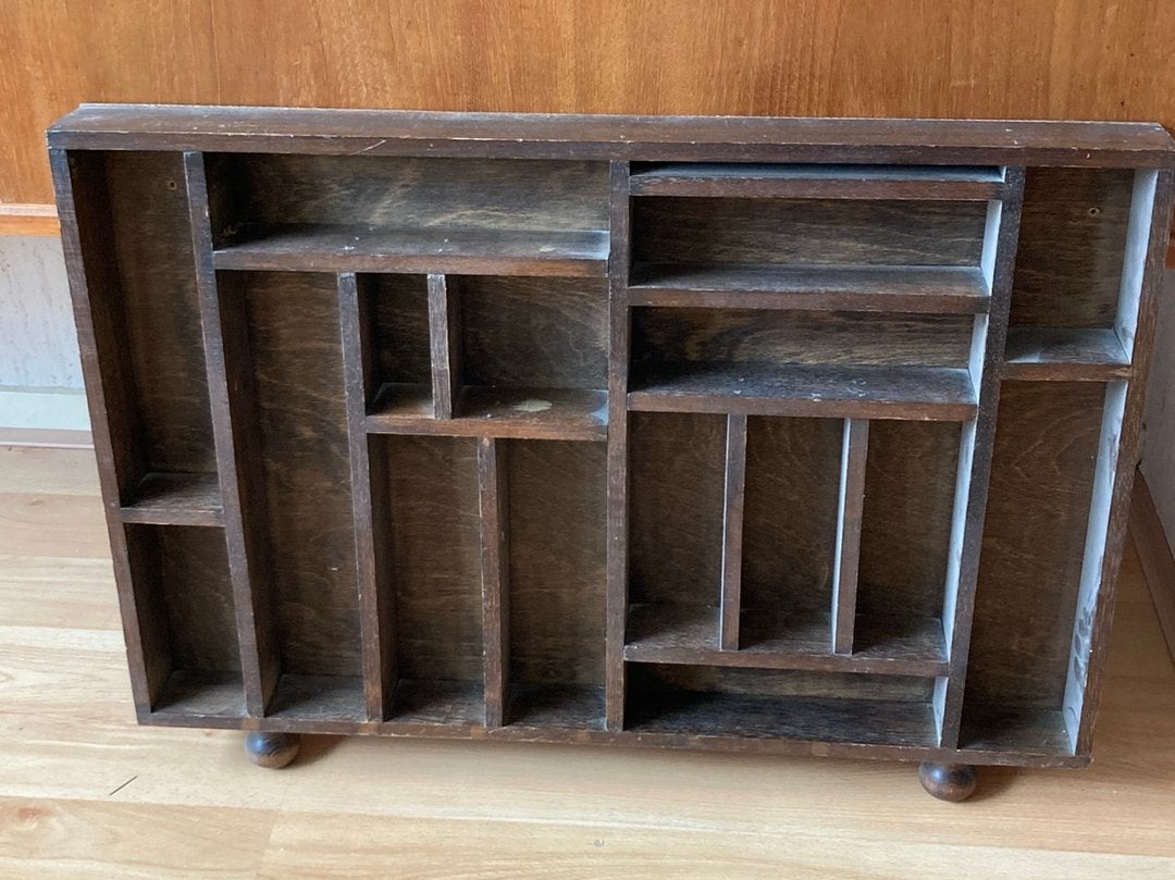 Vintage retro houten letterbak, Huis en Inrichting, Woonaccessoires | Wanddecoraties, Ophalen, Zo goed als nieuw