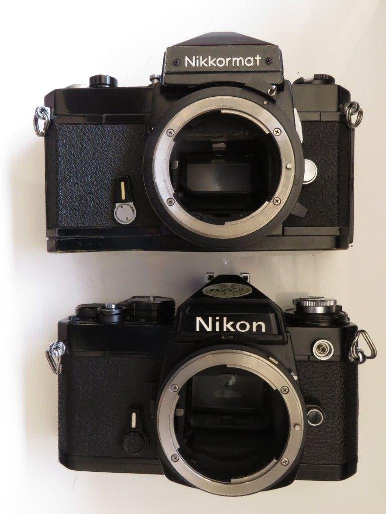 Nikon Fe2 + Nikkormat Ft N, Audio, Tv en Foto, Fotocamera's Analoog, Verzenden, Gebruikt, Spiegelreflex, Nikon