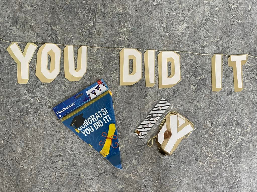 Versiering geslaagd “you did it” voor diploma uitreiking, Ophalen of Verzenden, Versiering, Overige