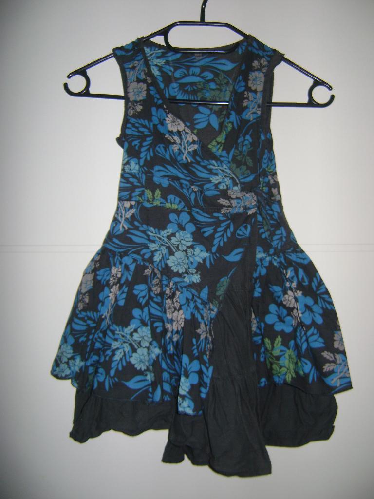 Zomerjurk overslagmodel grijs blauw groen - maat 98, Ophalen of Verzenden, Gebruikt, Meisje, Jurk of Rok