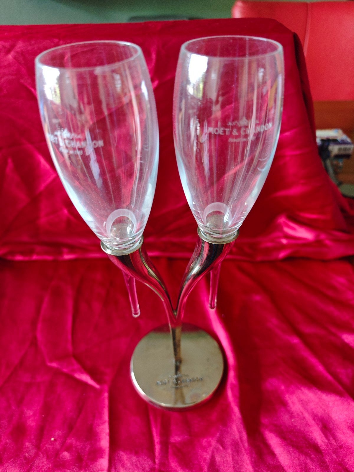 Moët & Chandon glashouder met champagne glazen, Ophalen of Verzenden, Zo goed als nieuw, Zilver, Metaal