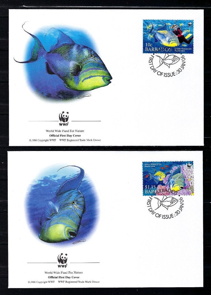 WWF Barbados x FDC uit 2006 (vissen), Ophalen of Verzenden, Dier of Natuur