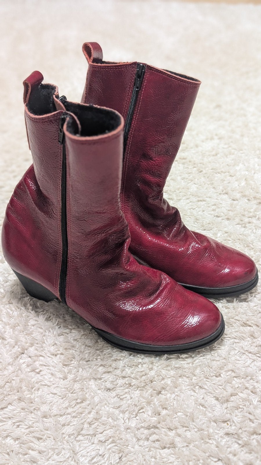 Arche rode lakleren enkellaarzen - Maat 38, Kleding | Dames, Schoenen, Verzenden, Zo goed als nieuw, Rood