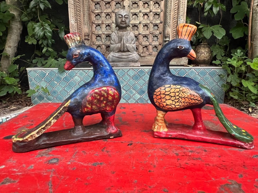 India Pauw beeld handbeschilderd Indiase handwerk Bhavani, Ophalen of Verzenden, Nieuw, Dier