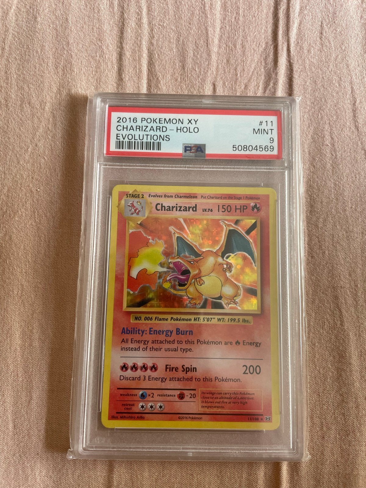 Charizard Holo Evolutions PSA 9 MINT Pokémon Kaart, Ophalen of Verzenden, Zo goed als nieuw, Losse kaart, Foil