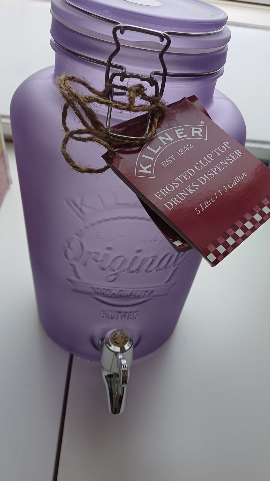 Kilner Frosted Clip Top Drankdispenser - 5 Liter Paars, Ophalen, Nieuw, Paars, Glas