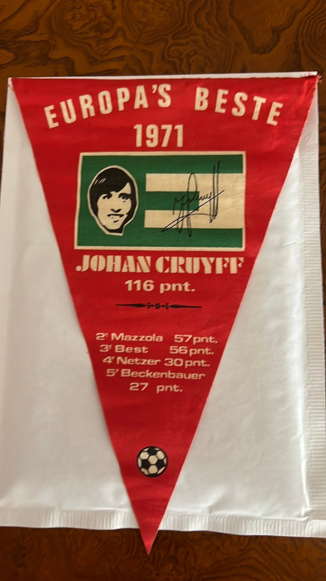 Vaantje Johan Cruijff Europa’s Beste 1971, Ophalen of Verzenden, Zo goed als nieuw, Ajax, Vaantje of Sjaal