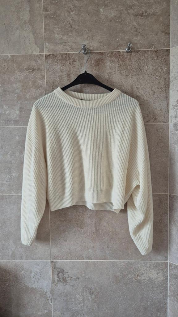 H&M DIVIDED Crème Gebreide Trui Maat L, Beige, Maat 42/44 (L), Ophalen of Verzenden, Zo goed als nieuw