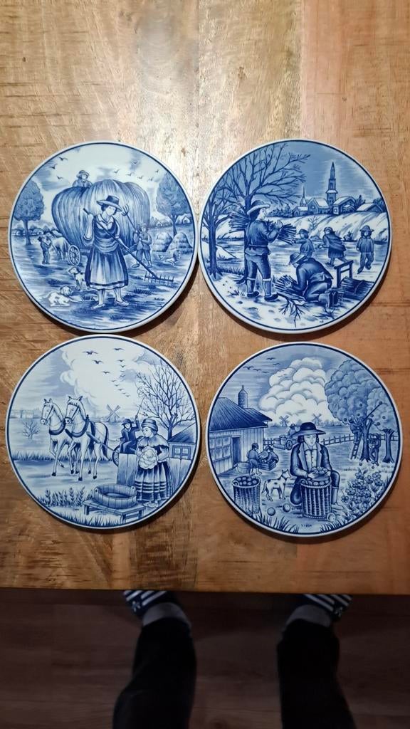 Delfts Blauwe Wandborden - Set van 4 Seizoenen, Ophalen of Verzenden