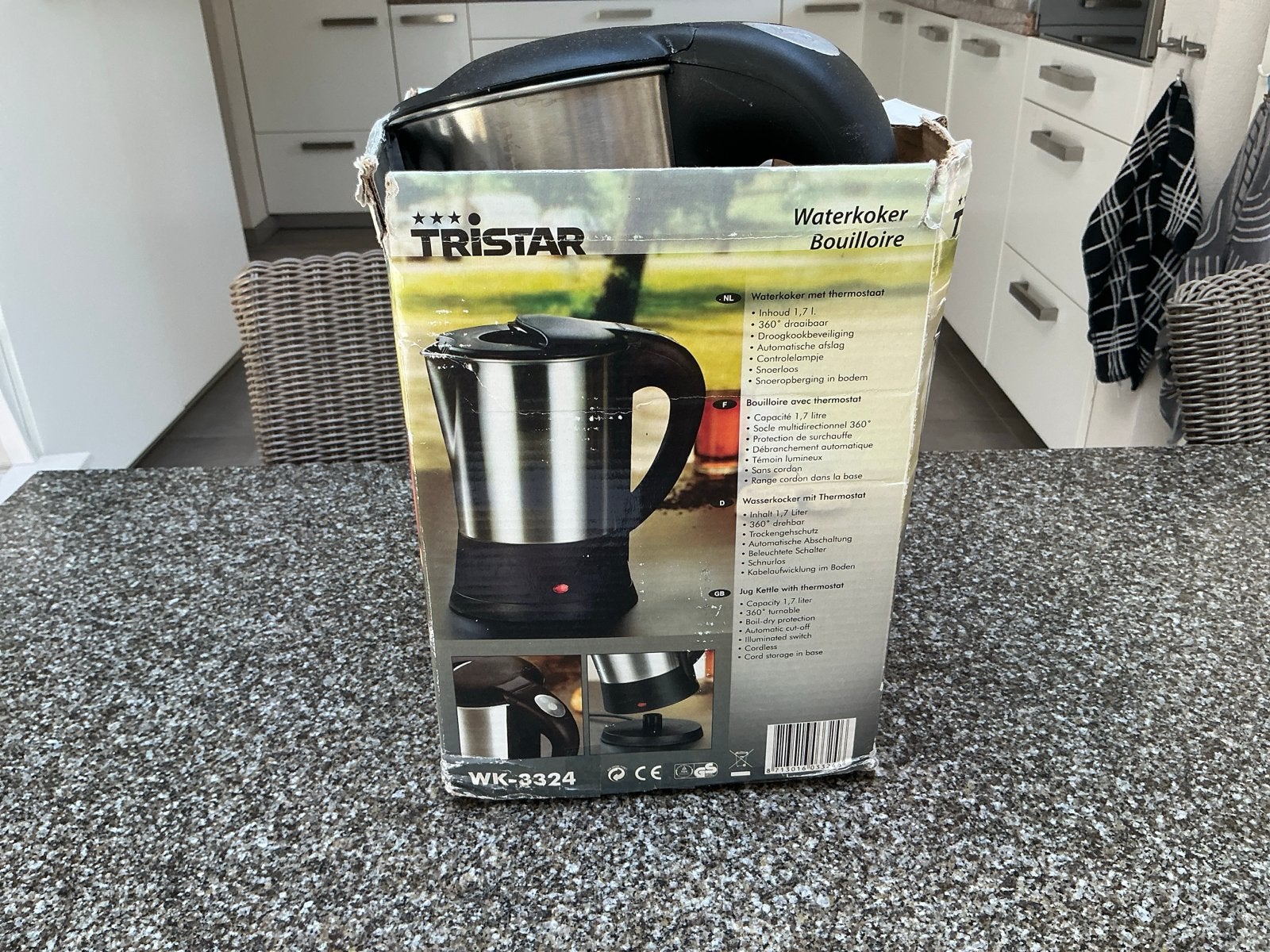 Tristar Waterkoker WK-3324 met Thermostaat RVS, 1 tot 2 liter, Ophalen of Verzenden, Zo goed als nieuw, Rvs