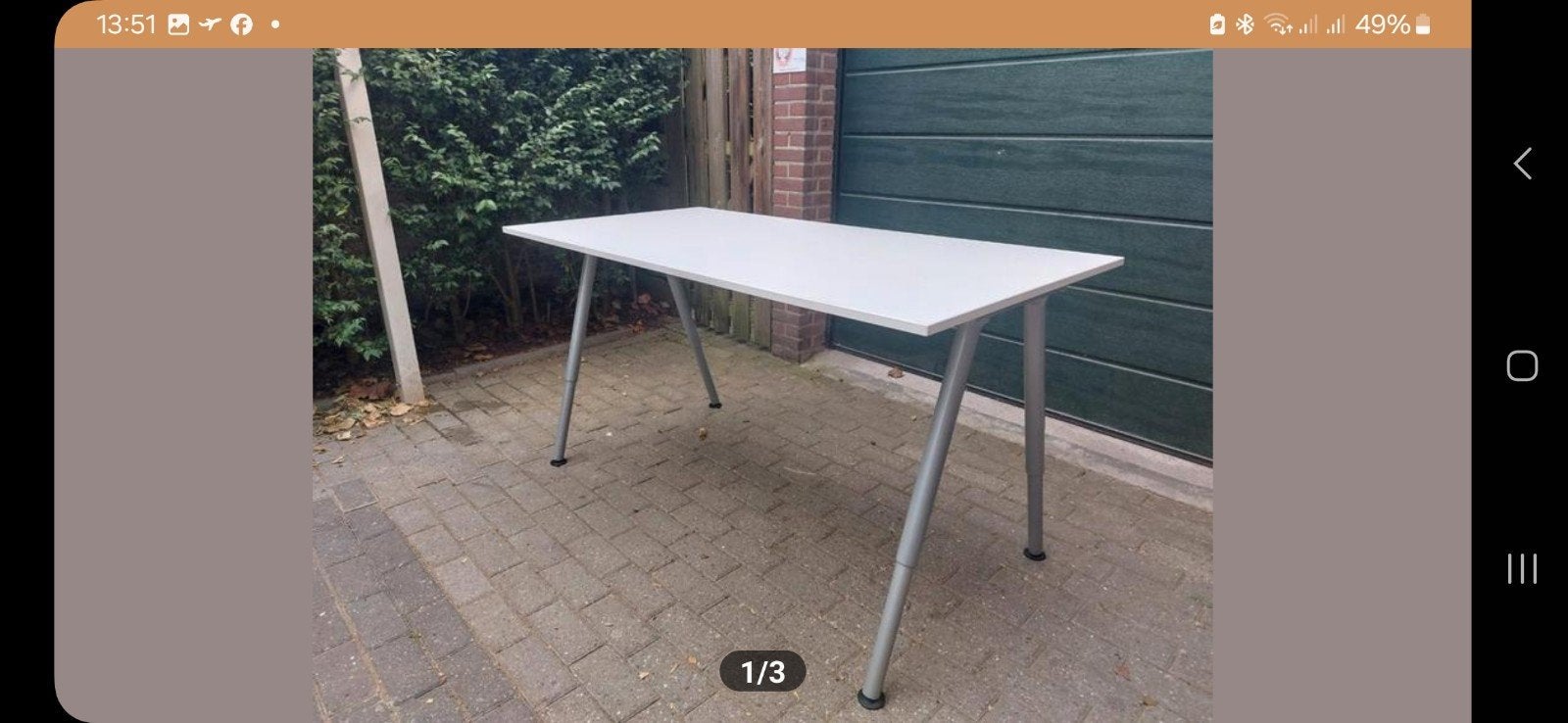 IKEA THYGE Bureau/Tafel - 160x80 Wit met Grijze Poten, Ophalen, Gebruikt, 100 tot 150 cm, Overige materialen