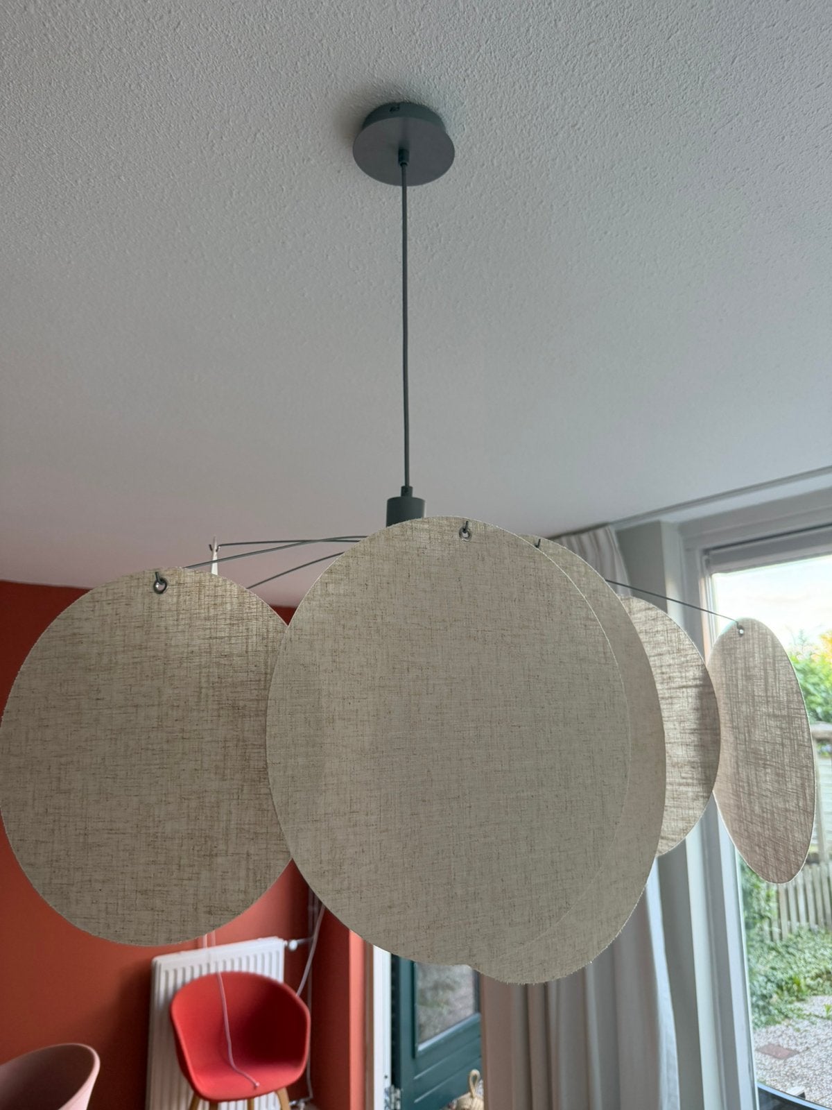 Hanglamp Heli Off-White, Ophalen, Nieuw, Stof, 50 tot 75 cm