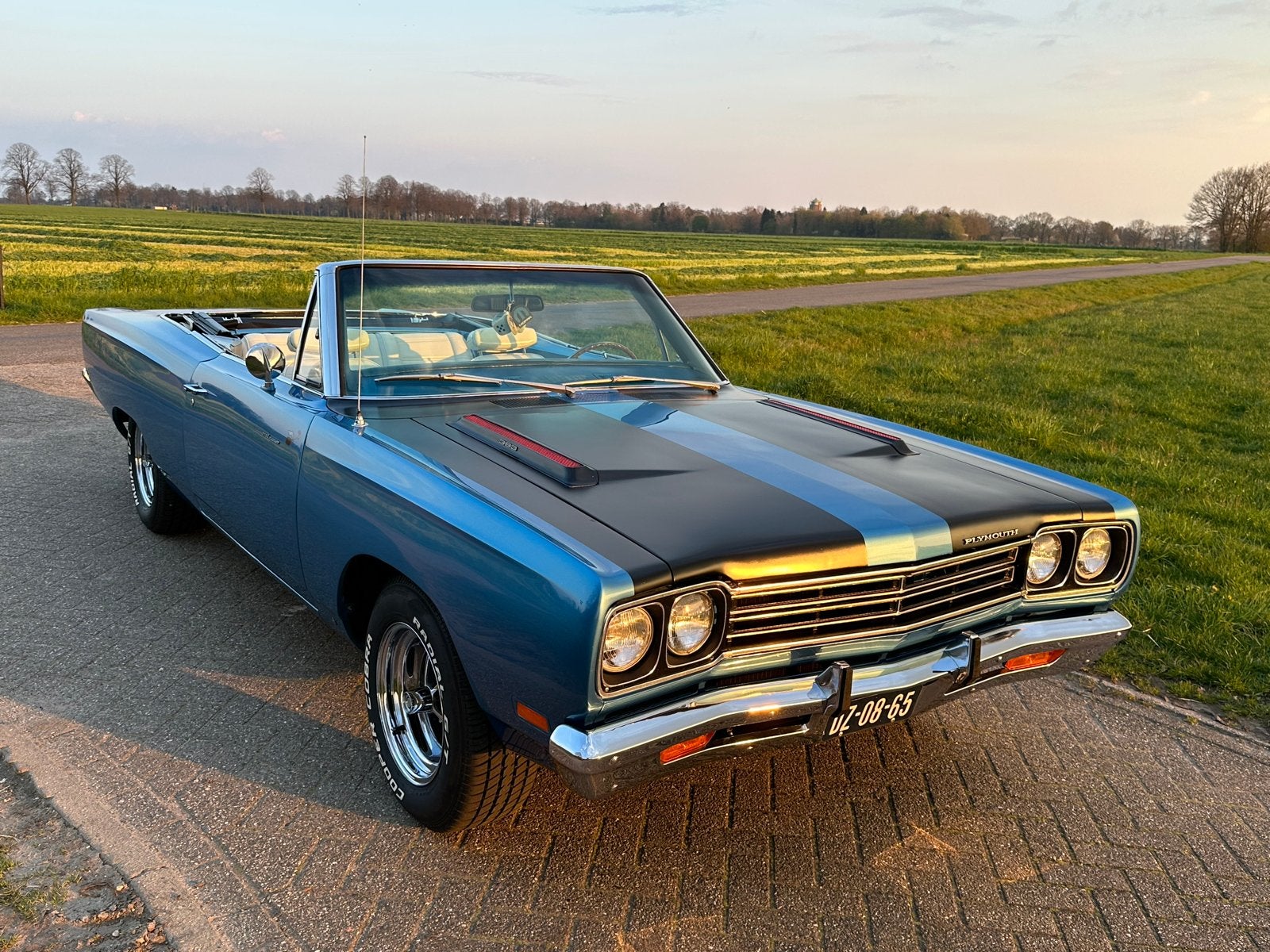Plymouth Roadrunner 383 1969 Blauw cabrio, Auto's, Automaat, Achterwielaandrijving, 8 cilinders, Cabriolet