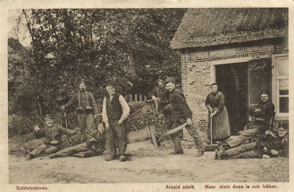 Soldatenleven. - Arbeid adelt. - B-keus - 1914 gelopen, Verzamelen, Ophalen of Verzenden, Voor 1920, Gelopen, Noord-Brabant