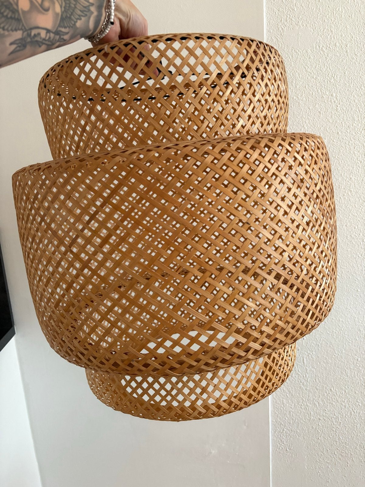 IKEA SINNERLIG Hanglamp Bamboe Handgemaakt 50 cm, Huis en Inrichting, Ophalen, Natuurlijk materiaal, E27 (groot)