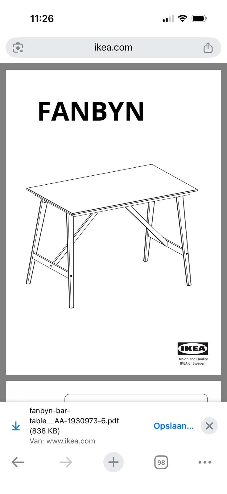 Eettafel Fanbyn en stoel, Ophalen of Verzenden, Zo goed als nieuw