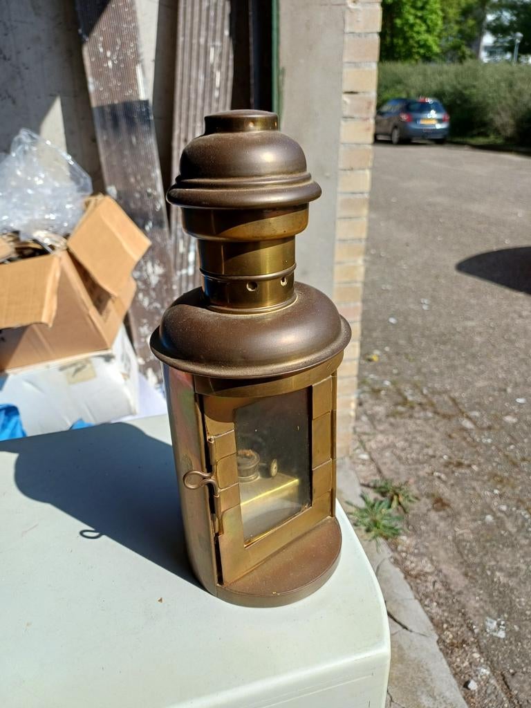 Antieke messing scheepslamp / olielamp, Ophalen of Verzenden