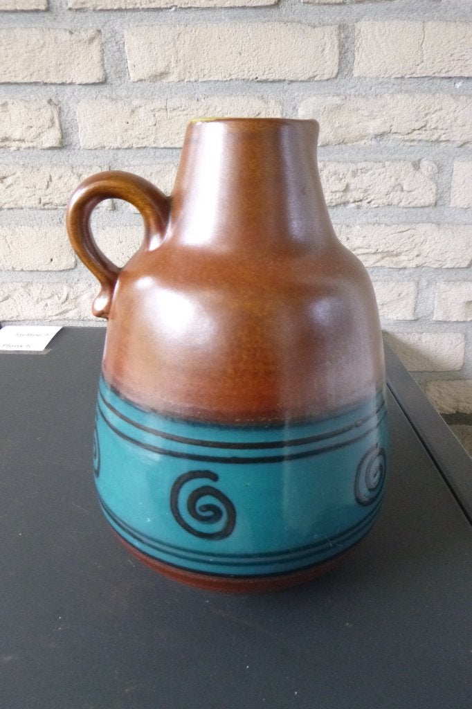 mooi blauw/zwart/bruine oorvaas (20 cm hoog), Ophalen of Verzenden, Gebruikt, Overige kleuren, Steen/keramiek