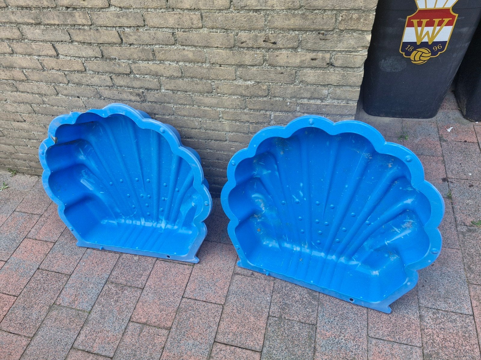 2x Blauwe Schelp Zandbak/Zwembadje voor Kinderen, Ophalen, Gebruikt