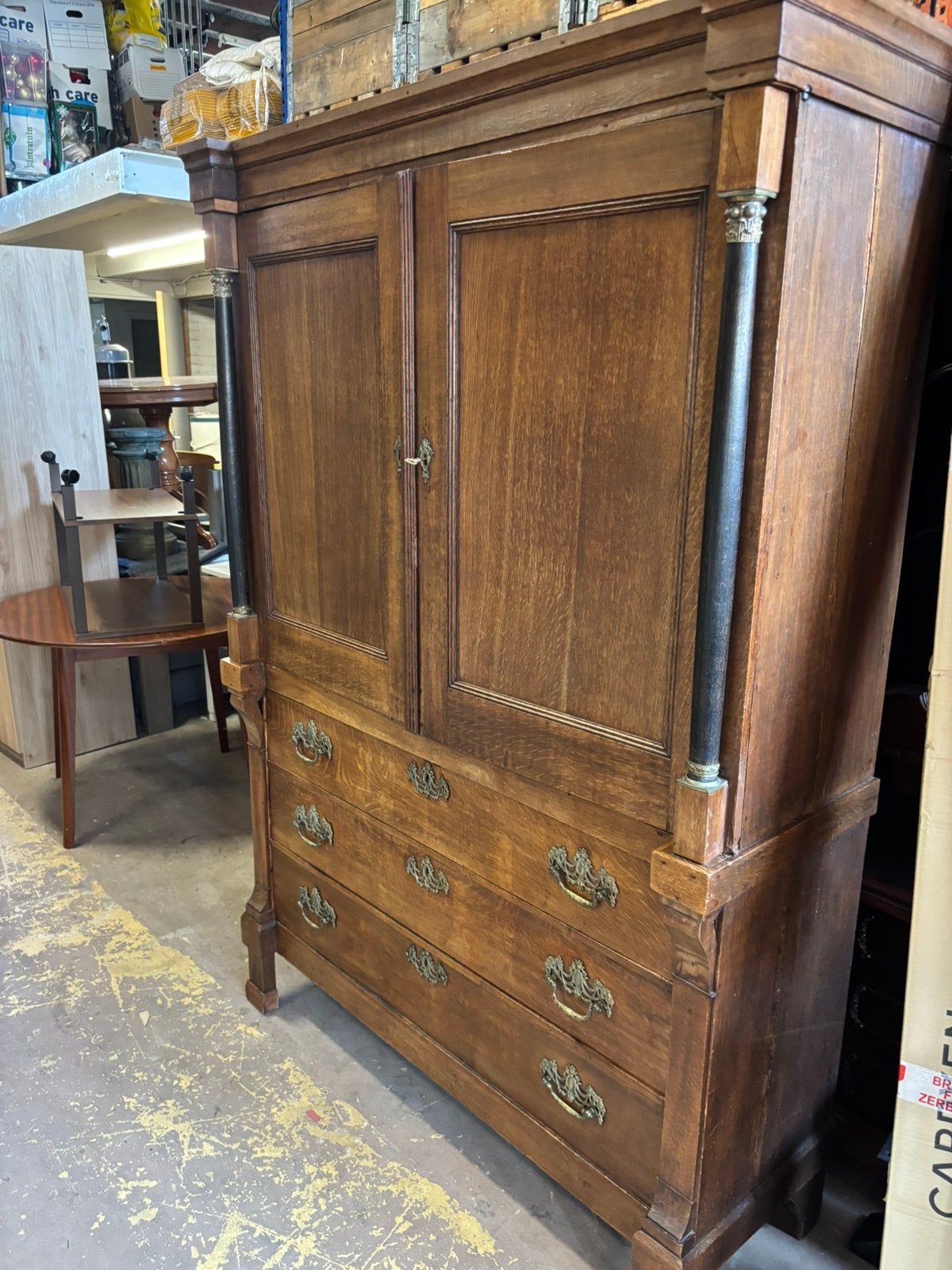 Antieke eikenhouten wandkast - 50x140x200H, Ophalen of Verzenden